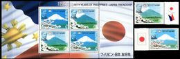 Philippines Pilipinas Bf 236 Et 3059a/b Japon , Nippon , Drapeaux , Volcan Fuji-Yama - Volcanos