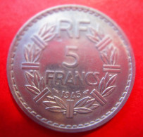 PIECE De 5 FRANCS LAVRILLIER -  Aluminium 1945 - TBE - 5 Francs