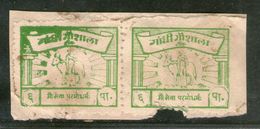 India 6ps Gandhi Gaushala Tonk Charity Label Pair Extremely RARE # 530 - Liefdadigheid Zegels