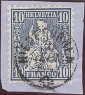 Heimat GL Niederurnen 186?-08-20 Fingerhutstempel Auf Zu#31 Briefstück Sitzende - Used Stamps