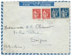 TYPE PAIX SUR ENVELOPPE / DAGUIN FONT ROMEU POUR SAIGON COCHINCHINE / 1940 - 1921-1960: Modern Period