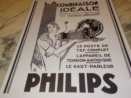 ANCIENNE PUBLICITE LA COMBINAISON IDEAL PHILIPS 1928 - Andere & Zonder Classificatie