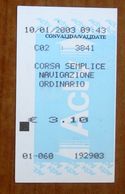 ITALIA Ticket Navigazione  Biglietto ACTV Venezia € 3,10 -  Usato 2003 - Europa