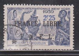 ST PIERRE & MIQUELON Scott # 257 Used  1 - With France Libre FNFL Overprint - Oblitérés