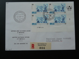 Lettre Recommandée Registered Cover Logement Sans-abris Nations Unies United Nations Geneve 1987 - Cartas & Documentos