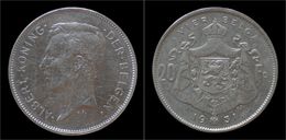 Belgium Albert I 20 Frank (4belga) 1931VL-pos - 20 Francs & 4 Belgas