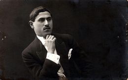 Carte Photo Originale Théâtre Azerbaïdjanais - Portrait Du Comique Darabli Pensif En 1913 - Personalidades Famosas