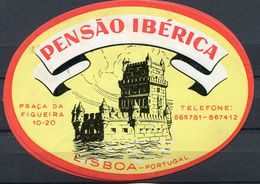 1857 - Portugal - Lisbonne - Etiquette Hôtel Pensáo Ibérico - - Etiquettes D'hotels