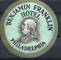 1867 - Etats Unis - Philadelphie - Etiquette Benjamin Franklin Hôtel - Etiquettes D'hotels