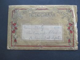 Südafrika Um 1930 ?! Telegram Goldener Umschlag Good News / Goeienuus An Das Parliament Capetown - Briefe U. Dokumente