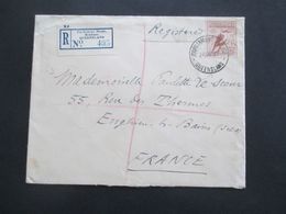 Australien 1937 Einschreiben Parliament House Brisbane Queensland Registered Nach Frankreich Tückseitig 4 Stempel - Storia Postale