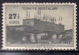 TURCHIA TURKÍA TURKEY 1943 IZMIR INTERNATIONAL FAIR BUILDING 27 1/2k MNH - Unused Stamps