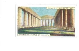 Chromo SICILE ITALIE SICILIA ITALIA Temple Of Segesta Didactique Au Dos 2 Scans 67 X 36 Mm TB WILLS'S Cigarettes - Wills