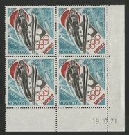 MONACO N° 882 Cote 4.4 € Bloc De 4 Neuf ** (MNH) Avec Coin Daté Du 19/10/71 "J.O SAPPORO 1972" TB/VG - Unused Stamps