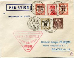 MONACO LETTRE PAR AVION "INAUGURATION DU SERVICE ALGER - BRAZZAVILLE PAR AIR AFRIQUE" DEPART MONTE-CARLO 2-11-38 POUR... - Cartas & Documentos