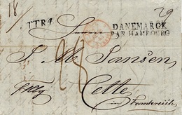 1843- Letter From Copenhagen To Cette ( South Of France )  T T R 4.  + DANEMARCK / PAR HAMBOURG - Marques D'entrées