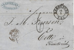 1864- Letter From MAGDEBURG To Cette ( South Of France ) Entrance Prusse-Forbach / AMB. B -rating 6 D - Entry Postmarks
