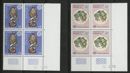 MONACO N° 1062 + 1063 Cote 12.4 € 2 Blocs De 4 Neufs ** (MNH) Avec Coin Daté Du 10/2/76 Et 24/1/76 "EUROPA" TB/VG - Unused Stamps