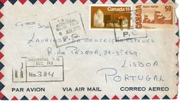 MONTREAL  PQ  , PC  And Registration  Postmarks 1972 , Christmas Stamp , Lisboa - Registration & Officially Sealed