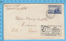 Canada  80 Th Edmonton Exhibition July 19-14 Postmark - Cover Edmonton Exhibition Post Office 1958 -> Bulver P. Quebec - Commemorativi