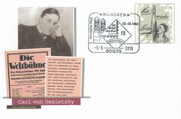 Weltbühne - Carl Von Ossietzky - 80939 München Marienkirche - Nie Wieder Krieg - Erster Weltkrieg Schwur - Enveloppes Privées - Oblitérées