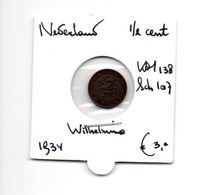 NEDERLAND 1/2 CENT 1934 WILHELMINA - 0.5 Cent