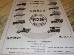 ANCIENNE PUBLICITE LA REINE DES  CAMIONNETTE UNIC   1928  CONFISERIE - Camions