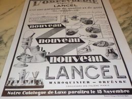 ANCIENNE PUBLICITE ORFEVRERIE SIGNEE  LANCEL 1928 - Matériel