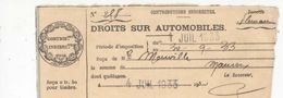 1584 32 Fleurance Droits Sur Automobile  Gers Impôts Contributions Indirectes 4 Juillet 1933 - Autres & Non Classés