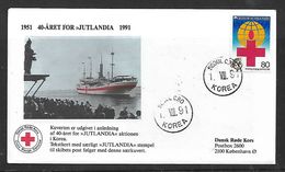 DANISH 1991 RED CROSS HOSPITAL SHIP JUTLANDIA COMMEMORATION COVER - Non Classés