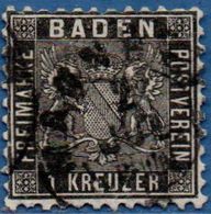 Baden Germany 1862 1 Kr Black Postmark Mannheim - 2006.2301 Perf. 10 - Baden