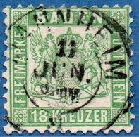 Baden Germany 1862 18 Kr Green Perf 10 Expertized Englert Postmarked Mannheim -- 2006.2320 - Baden