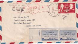 USA 1947    ENTIER POSTAL/GANZSACHE/POSTAL STATIONARY PLI AERIEN CENSURE DE NEW YORK POUR MUNICH - 1941-60