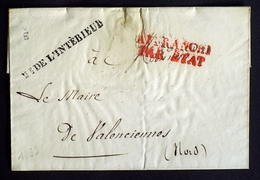1833 France Lettre Franchise Me DE L'INTERIEUR En Noir. Sup. AA38 - Cartas Civiles En Franquicia