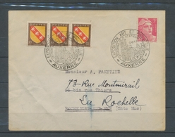 1947 Lettre Obl. Expo Art Et Phil. AUXERRE LUXE . C456 - Gedenkstempel
