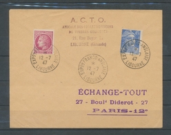 1947 Lettre Obl. Expo Franco-Anglaise LIBOURNE LUXE C460 - Gedenkstempel