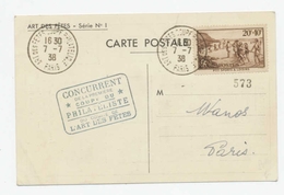 1938 Superbe CP ART Des FETES COUPE PHILATELISTE à PARIS RARE. C818 - Gedenkstempels