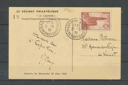 1938 Superbe CP Oblitéré Expo Phil. LE VESINET. CP Portant Le N°18 EXTRA. C828 - Commemorative Postmarks