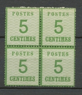 ALSACE LORRAINE N°4 5c Vert Bloc De 4 Neuf * G45 - Andere & Zonder Classificatie