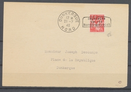 1940 Devant Lettre Guerre Surcharge Et Càd DUNKERQUE N°5 Cote 750€ Signé H2082 - War Stamps