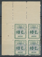 Timbre De Grève. Bloc De 4 N°1, 10c Vert/outremer CDF NEUF LUXE** C. 140€ I1348 - Andere & Zonder Classificatie