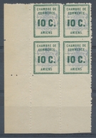 Timbre De Grève. Bloc De 4 N°1, 10c Vert/outremer CDF NEUF LUXE** C. 140€ I1349 - Andere & Zonder Classificatie