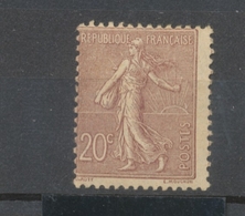 Semeuse Lignée N°131 20c. Brun-lilas NEUF** LUXE. SIGNE CALVES COTE 190€ J66 - Unused Stamps