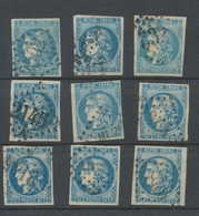 Lot De 9 Bordeaux N°46 20c Bleu. Qualité TTB, TB. L101 - 1870 Emissione Di Bordeaux