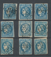 Lot De 9 Bordeaux N°46 20c Bleu. Qualité TTB, TB. L107 - 1870 Ausgabe Bordeaux