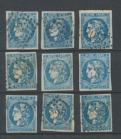 Lot De 9 Bordeaux N°46 20c Bleu. Qualité TTB, TB. L109 - 1870 Ausgabe Bordeaux
