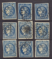 Lot De 9 Bordeaux N°46 20c Bleu. Qualité TTB, TB. L11 - 1870 Emissione Di Bordeaux