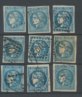 Lot De 9 Bordeaux N°46 20c Bleu. Qualité TTB, TB. L110 - 1870 Emissione Di Bordeaux