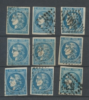 Lot De 9 Bordeaux N°46 20c Bleu. Qualité TTB, TB. L111 - 1870 Bordeaux Printing