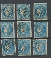 Lot De 9 Bordeaux N°46 20c Bleu. Qualité TTB, TB. L119 - 1870 Emissione Di Bordeaux